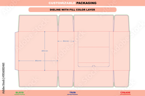 Tray box with backboard dieline customizable retail display packaging editable folding carton mockup template premium branding options detailed layout die line structure