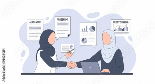 Two women shaking hands after successful business agreement.