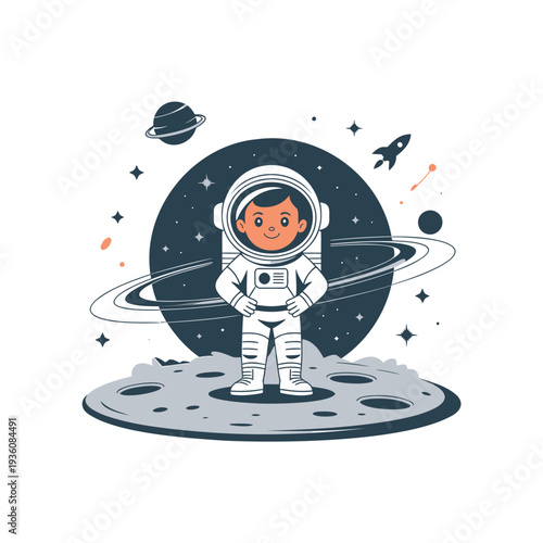Vector illustration of astronaut on moon