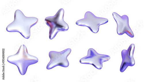 Chromatic metallic star shapes set in different angles