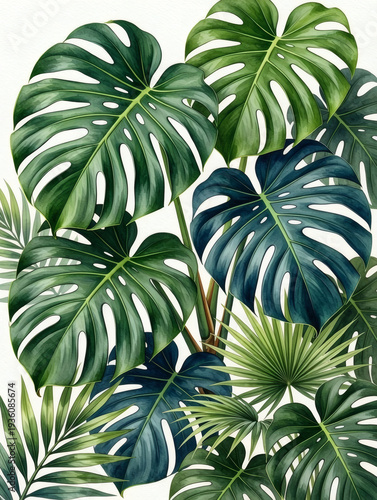 Tropical Leaves Watercolor Illustration