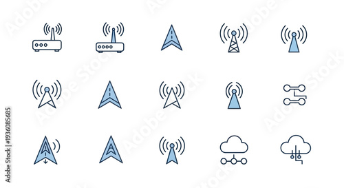 Network and communication icons set
