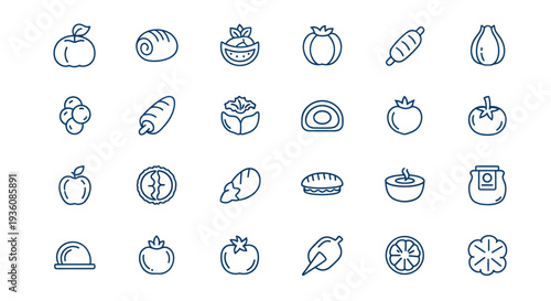 Outlined food icons set