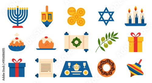 Religious holiday icons set