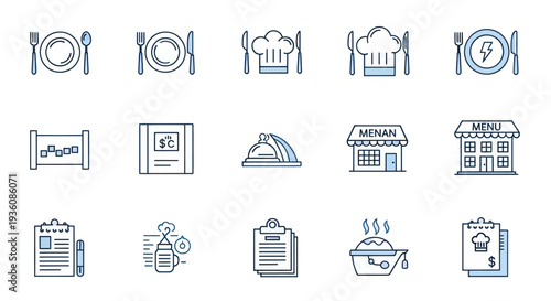 Restaurant icons food menu and culinary