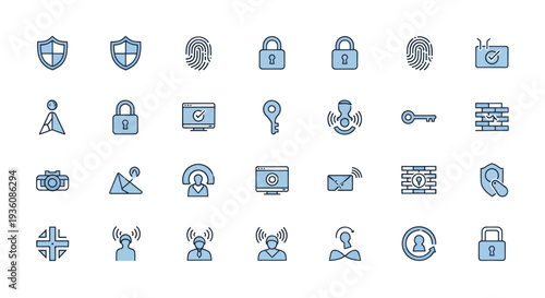 Security and technology icons set