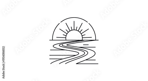 Abstract sunrise over water illustration