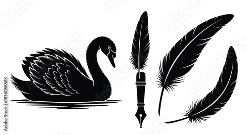 Swan and Quill Pen
