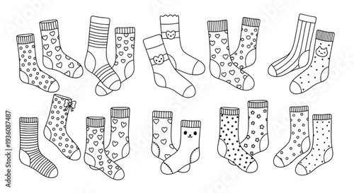 Collection of Hand Drawn Socks