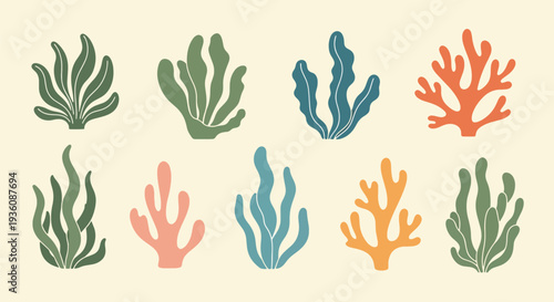 Colorful Seaweed and Coral Elements