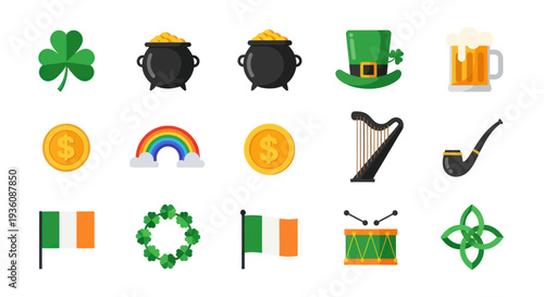 St patricks day icon set