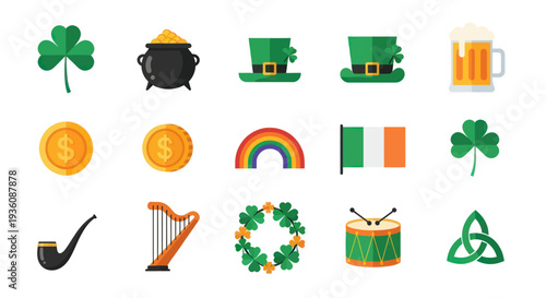 St patricks day icons and symbols