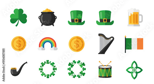 St patricks day icon set