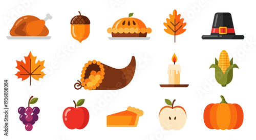 Thanksgiving day festive elements illustration