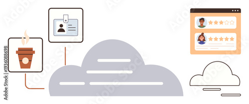 Cloud technology, user feedback, identity validation, remote systems, online services, data sharing. ion of a cloud, a coffee cup user profiles and reviews. Cloud technology and user feedback