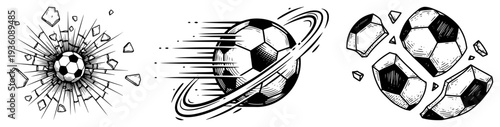 Dynamic soccer balls with breaking glass and planet orbit effects
