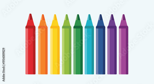 Rainbow Crayons in a Row