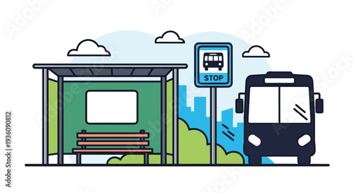Bus Stop with Schedule Display