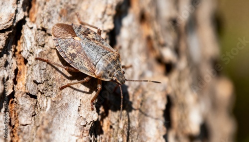 Brown Spotted Bug on Tree Bark