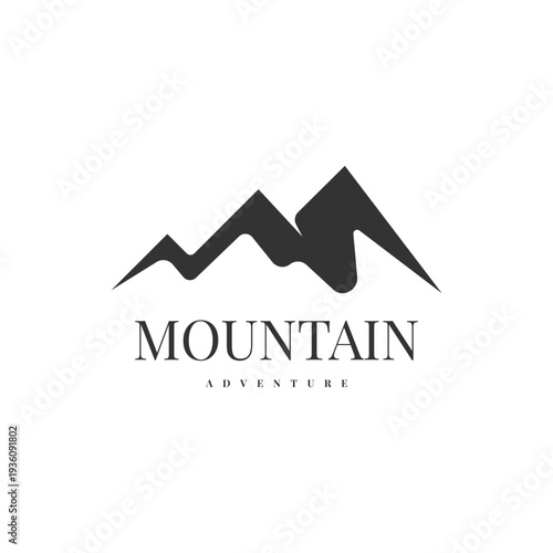 mountain adventure logo, black silhouette