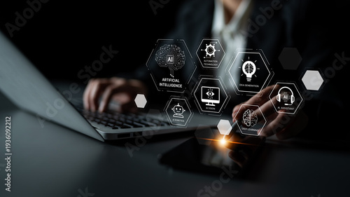 Fotografía AI learning system involves deep learning, supervised machine learning, and natural language processing