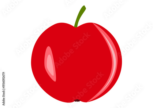 Illustration of a red apple with a green stem.