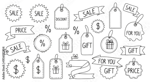 Hand-Drawn Sale Labels Collection