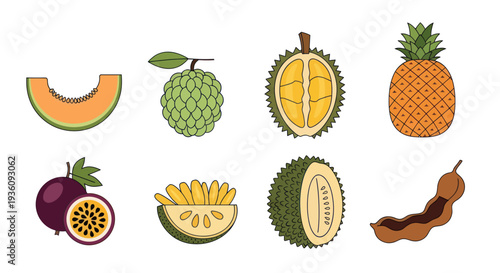 Various tropical fruits isolated on white