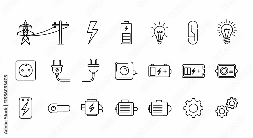 Obraz premium Electricity Icons Set
