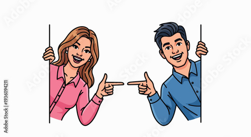 Couple Pointing at Each Other