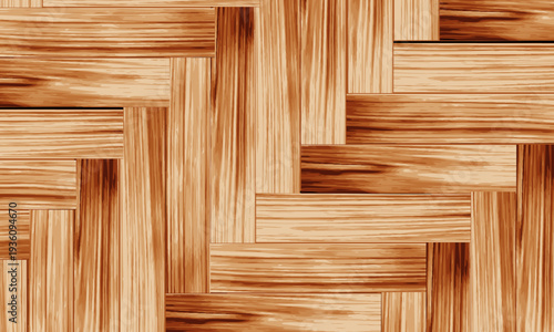 Elegant light brown wooden parquet floor with a classic herringbone pattern.