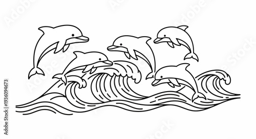 Dolphins Jumping Out of Waves