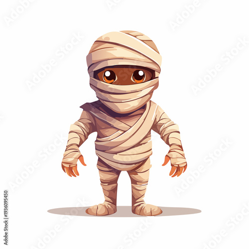 Cute Mummy Cartoon Character Halloween Monster Mascot