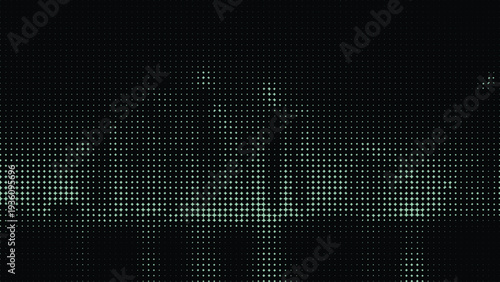 Abstract digital waveform illustration with cyan dots on black background