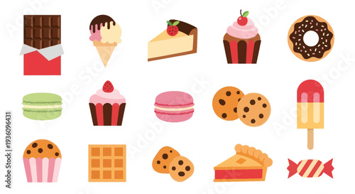 Assorted desserts collection on white