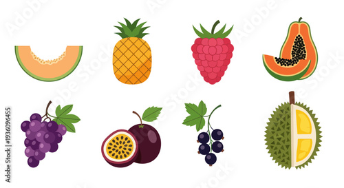 Assorted fruits colorful isolated design