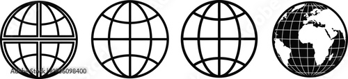 Four different globe grid illustrations