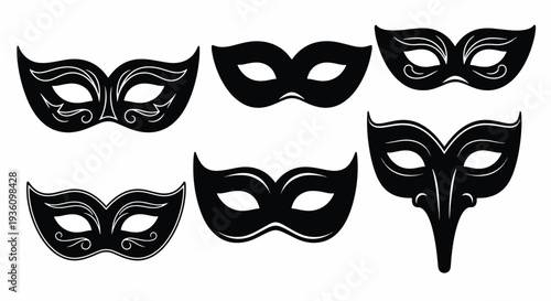 Black Masquerade Masks Set