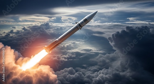 Obraz na płótnie Strategic Missile Launch Against Dramatic Cloudy Sky