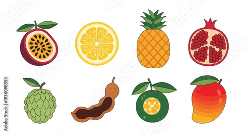 Assortment of colorful tropical fruits