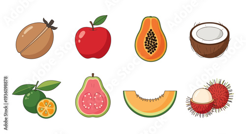 Assortment of fresh fruits illustration