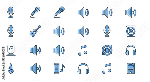 Audio icons for music sound and recording