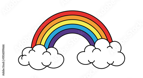 Colorful Rainbow with Clouds