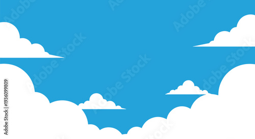 Fluffy White Clouds Against Blue Sky