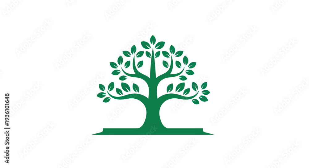 Obraz premium Green tree illustration on white background