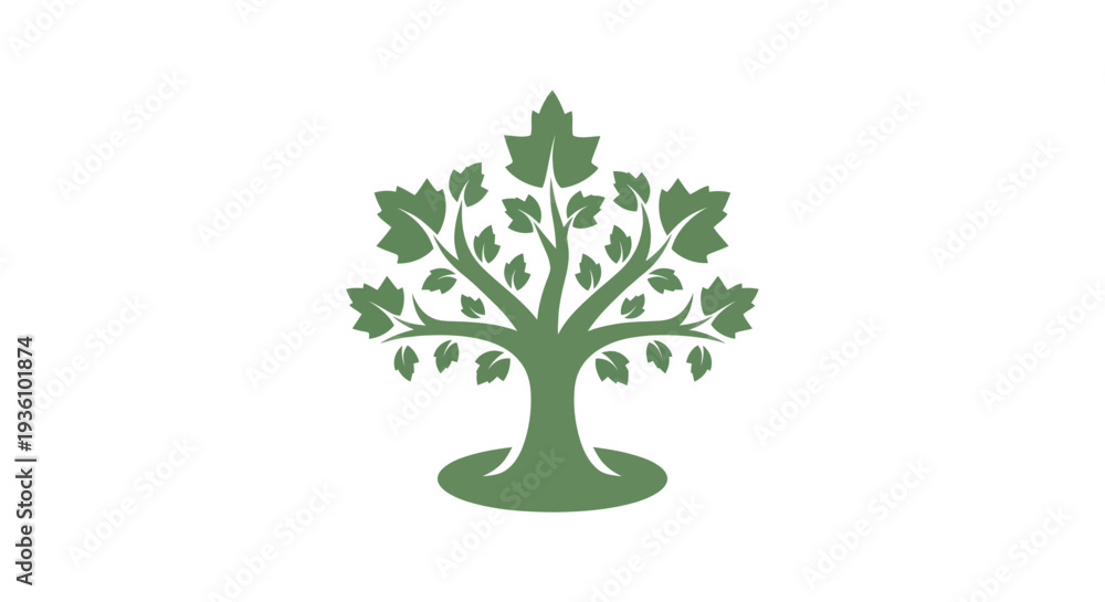 Fototapeta premium Green tree illustration on white background