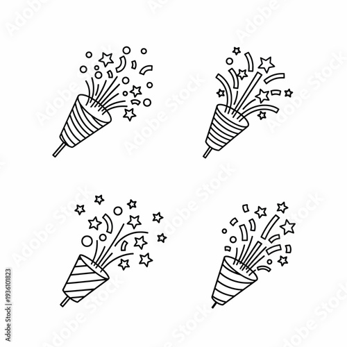 Party Popper Icons Set