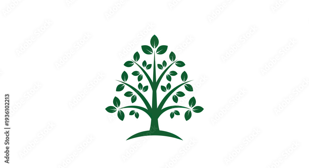 Obraz premium Green tree illustration on white background