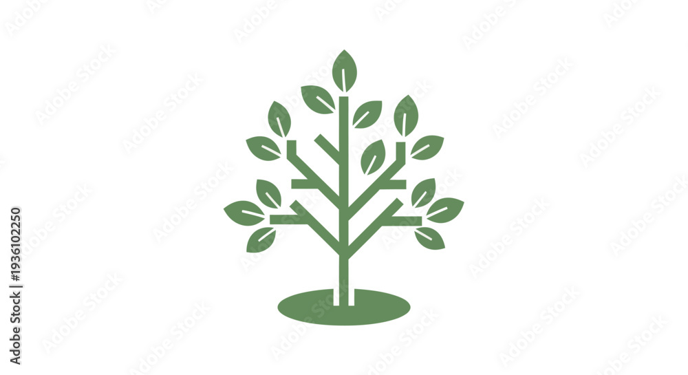 Obraz premium Green tree illustration on white background