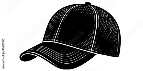 Black and White Woodcut Illustration of a Classic Deerstalker Ha
